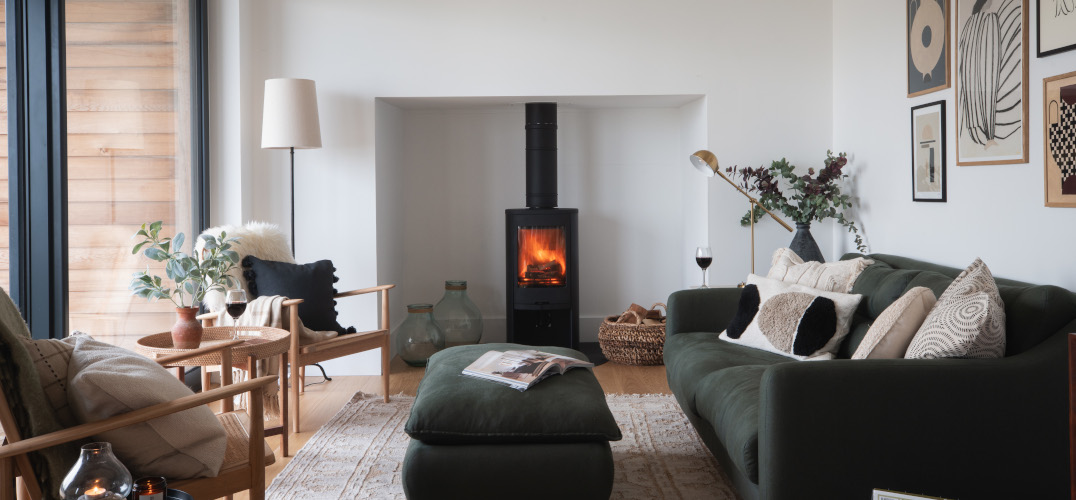 Fireplace centred in living room